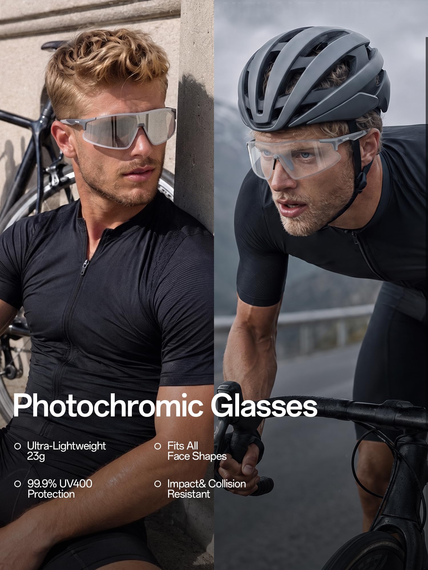 KAPVOE Occhiali da Ciclismo Fotocromatici Trasparenti Sportivi Unisex K561