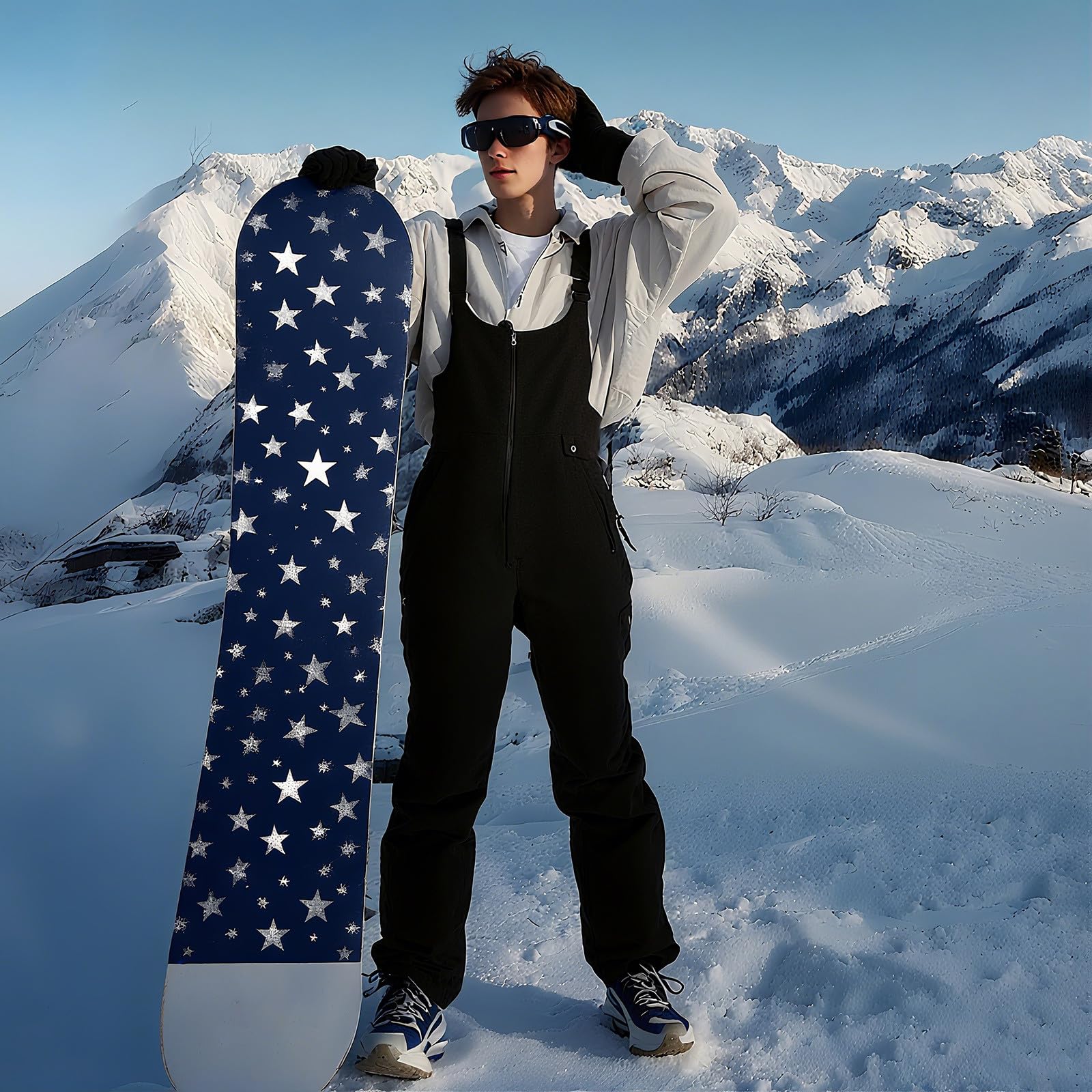 2026 Skihose für Herren, isoliert, Snowboard-Overall mit Trägerhose, Winter, winddicht, Thermo-Overall für kaltes Wetter