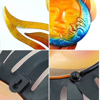 Decoraciu00f3n De Pared De Metal Con Sol Y Luna, Arte De Decoraciu00f3n De Pared De Metal Con Sol Y Luna, Arte De