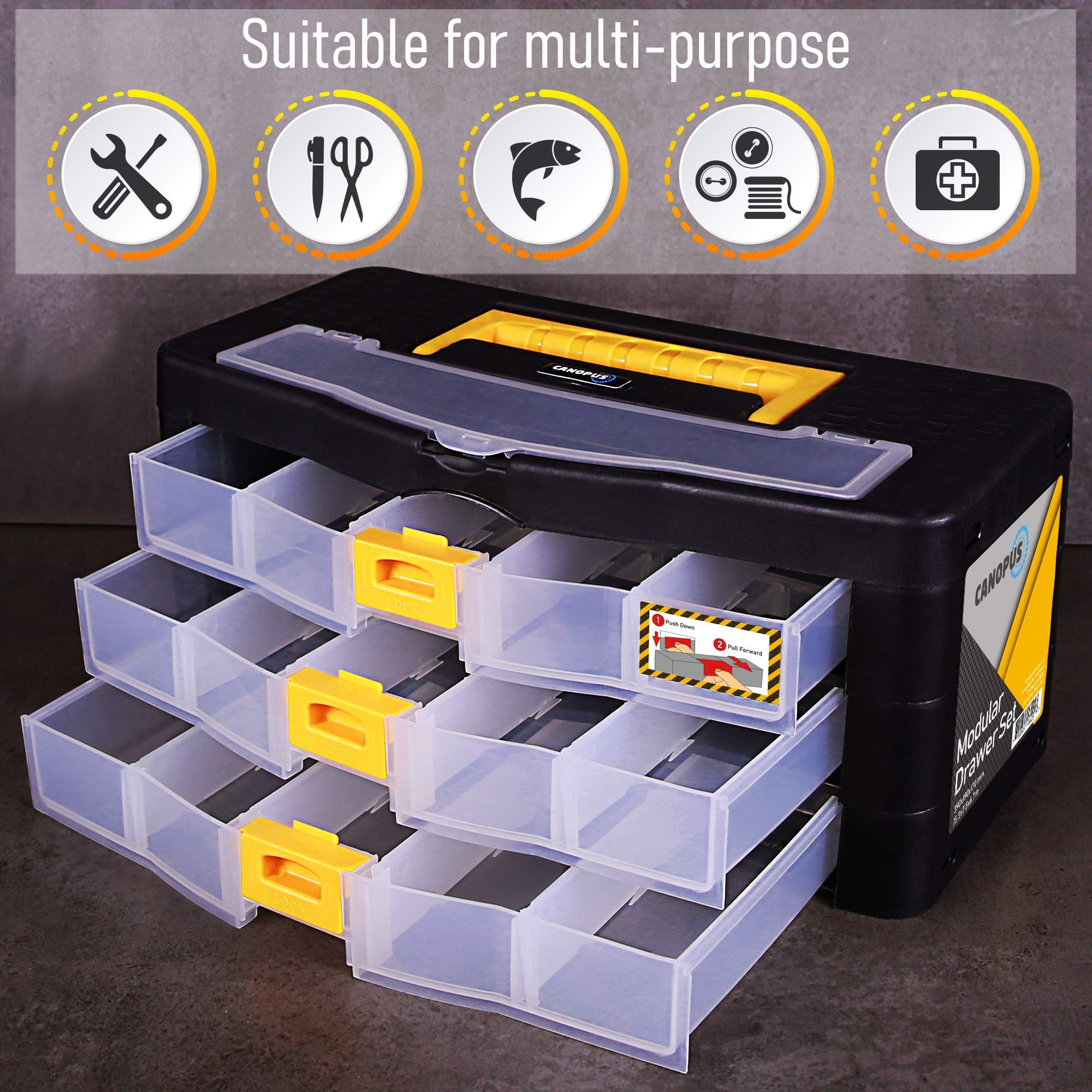 Buy CANOPUS Screw Box Organiser With Drawer, Heavy Duty Plastic Tool