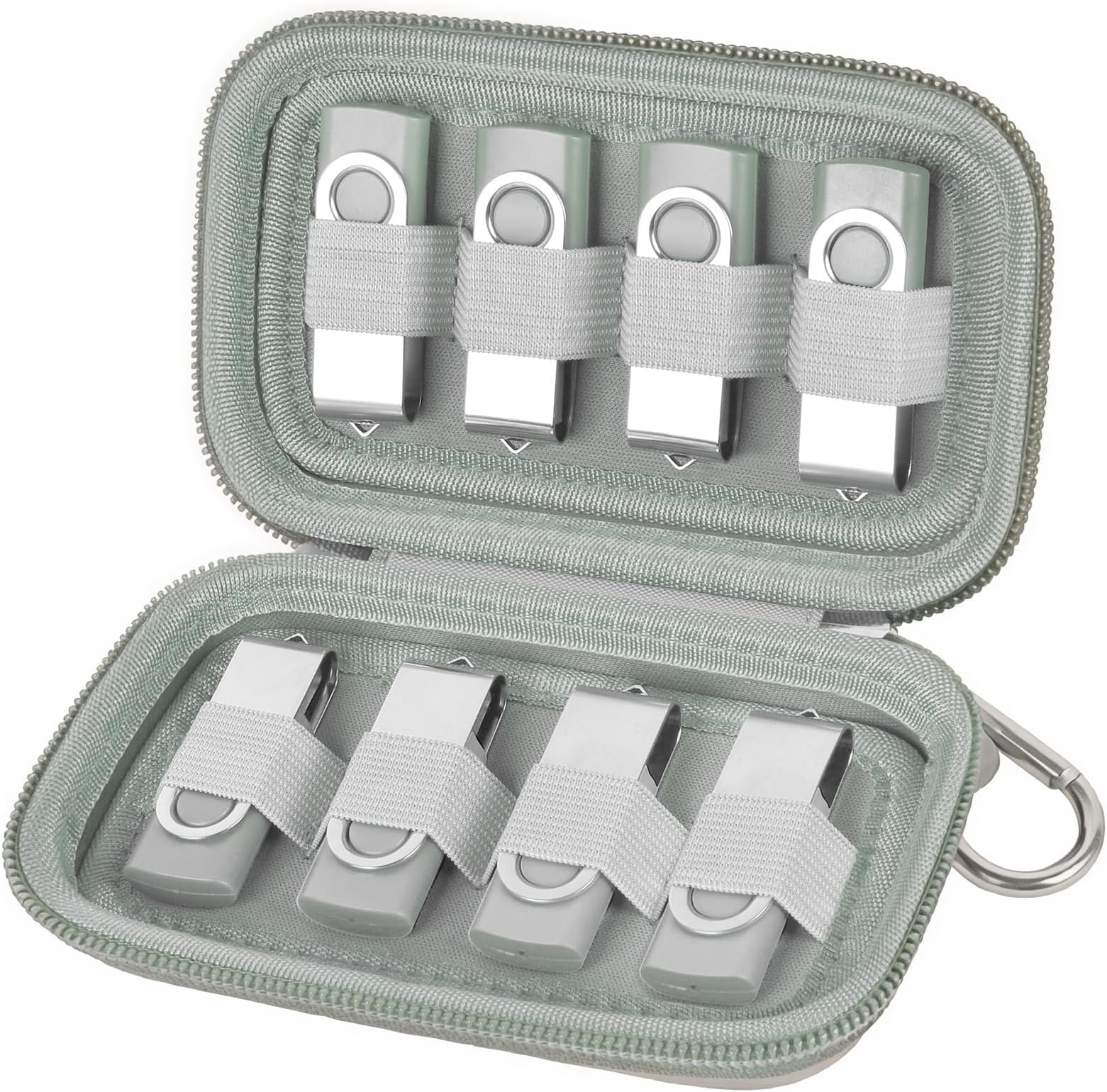 USB Flash Drive Case, SD Card Holder Compatible with Thumb Drive, Memory Cards, SDXC SDHC Storage Bag, Electronic Accessories Organizer for SanDisk for Samsung for Inland (Grey)