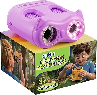 1000X Digital Mikroskop für Kinder Pocket: 2-in-1 Lupe & 10X Teleskop - Geschenk für Jungen Mädchen ab 3-12 Jahren - Experimente Set Tragbares Spielzeug Outdoor Garten - STEM Geburtstag USB-C Lila