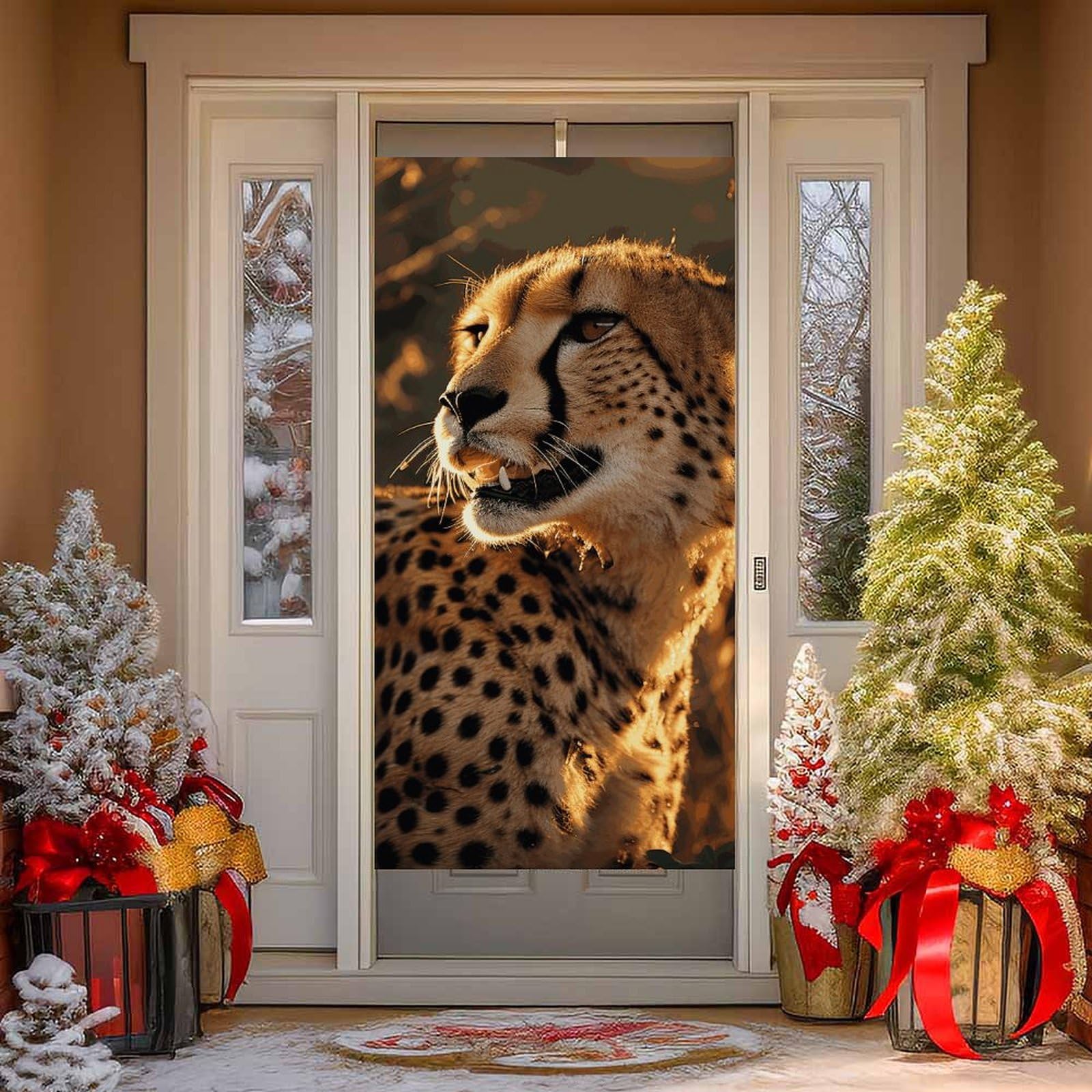 NTVOWPZO Cheetah Door Curtains for Doorway Privacy Dividers Door Banner Blackout Curtains Fabric Door Window Curtain for Home Bedroom Kitchen Decor 35.4x70.9 in Decorative Banner