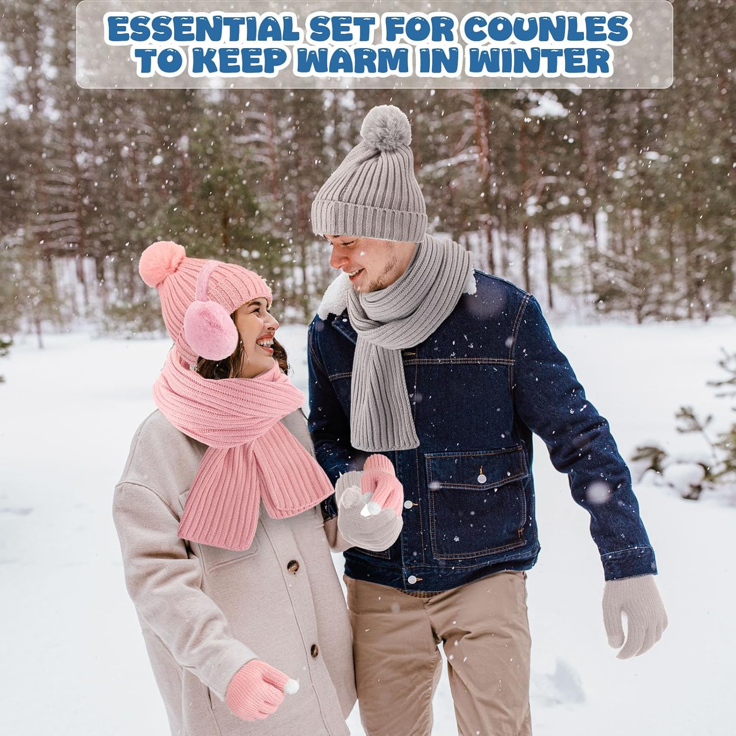 10 Pcs Winter Hat Scarf Gloves Earmuffs Socks for Women Men Skiing Snowboarding Snow Shoveling Outdoor Warmth - Image 3