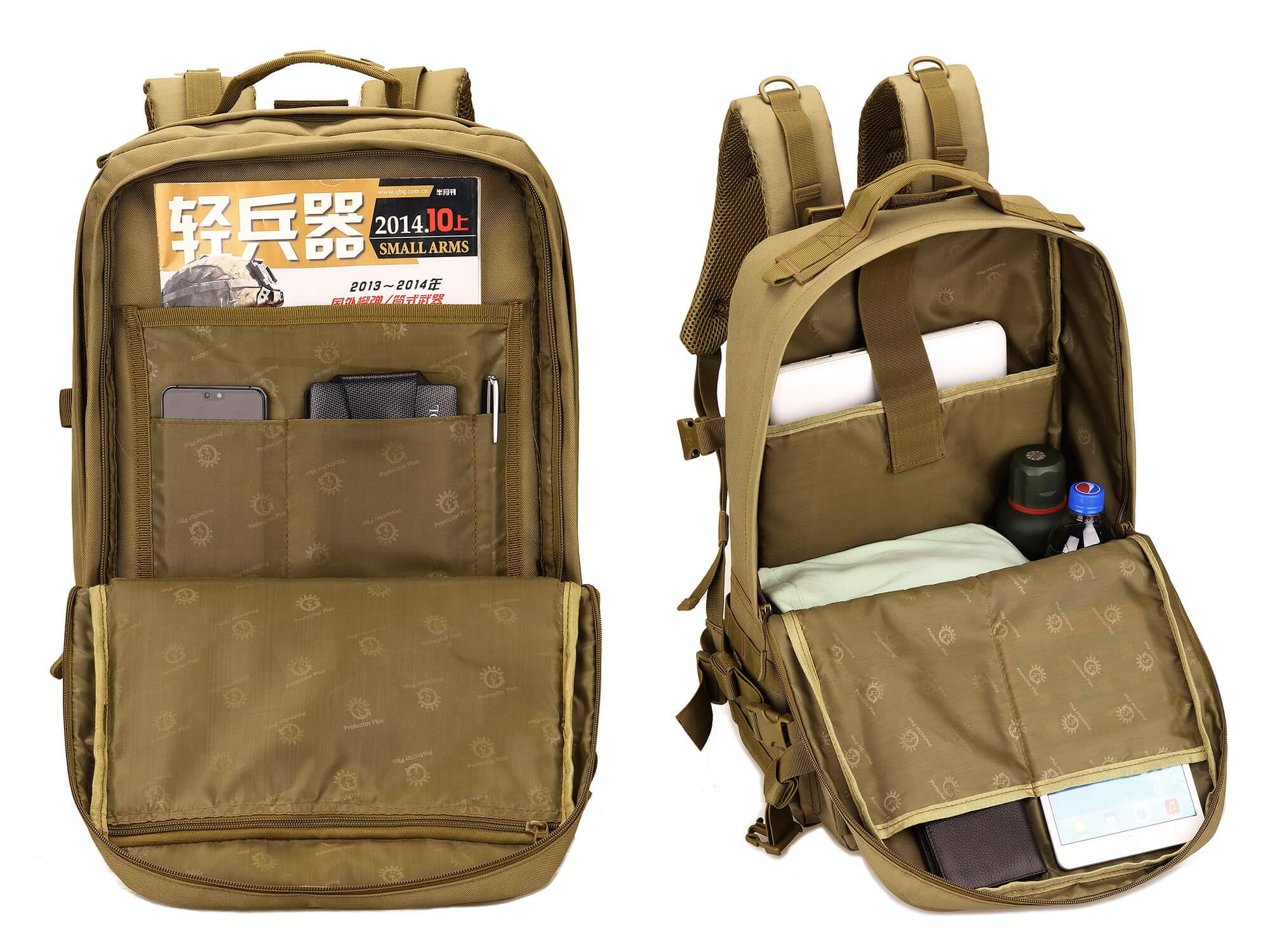 Sac à dos tactique 45 L pour homme, résistant à l'eau, sac à dos militaire MOLLE 600D, grand sac à dos de randonnée avec compartiment pour ordinateur portable de 17", sac à dos de voyage pour trekking