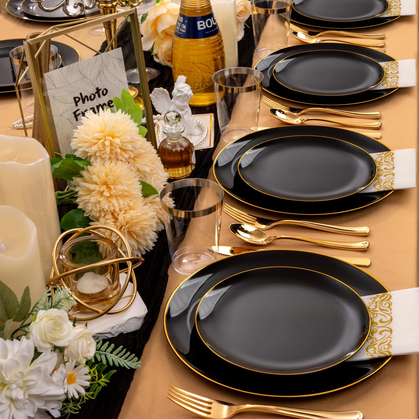 Supernal 350 Piece Black & Gold Dinnerware Set -7 Supernal 350 Piece Black & Gold Dinnerware Set -7