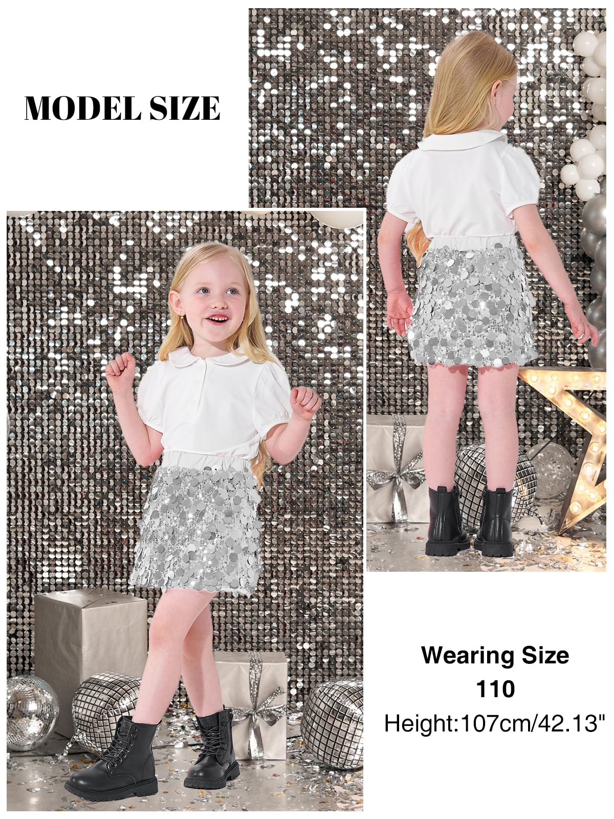 Miipat Gonne di Paillettes Ragazze alla Moda Skorts per Bambine Paillettes Scintillanti MiniGonne Danza Compleanno Principessa Festa Bambini Gonna per Ragazze