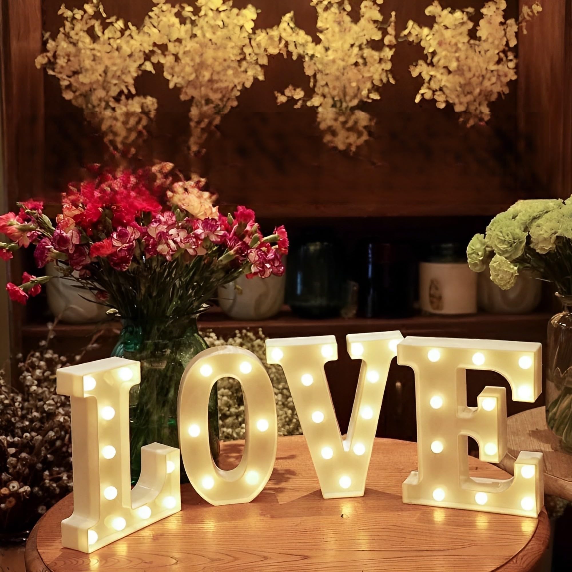 WYFCR wedding Sign Decorative LED Illuminated Letter Lights Marry Signs, Illuminato Marquee Sign, Neon Light Up Letters, Illuminato Decor (LOVE)