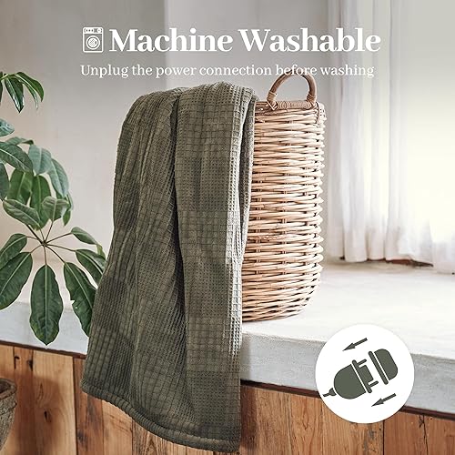 Miniatura 6 de Manta eléctrica tamaño individual de 62 x 84 pulgadas, manta térmica con un solo control, calentamiento rápido, 9 niveles de calefacción y 10 horas