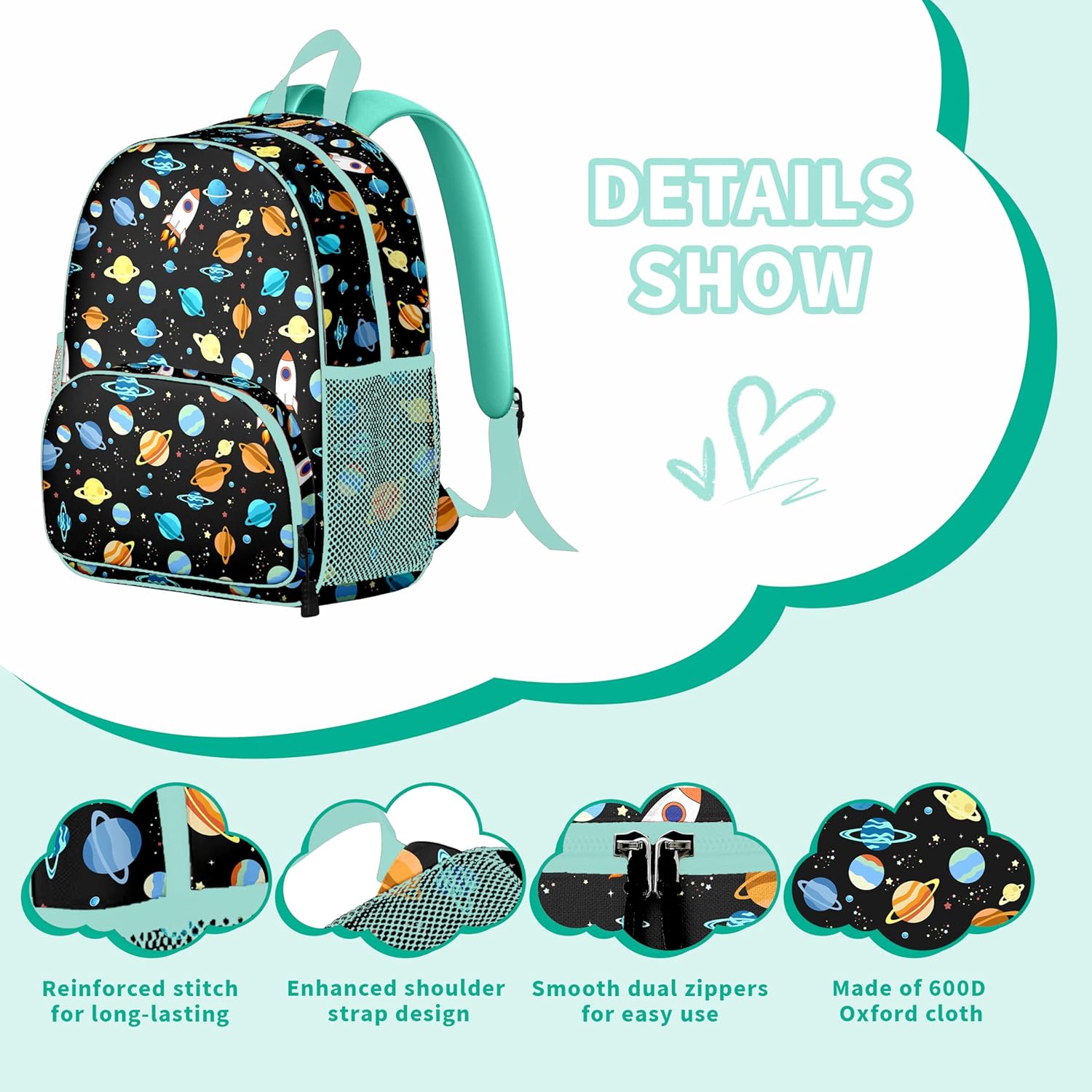 Cool Space Exploration Kids Backpack,Lightweight Toddler Bag for Boys Girls,Adjustable Straps Preschool Nursery Travel Bookbag
