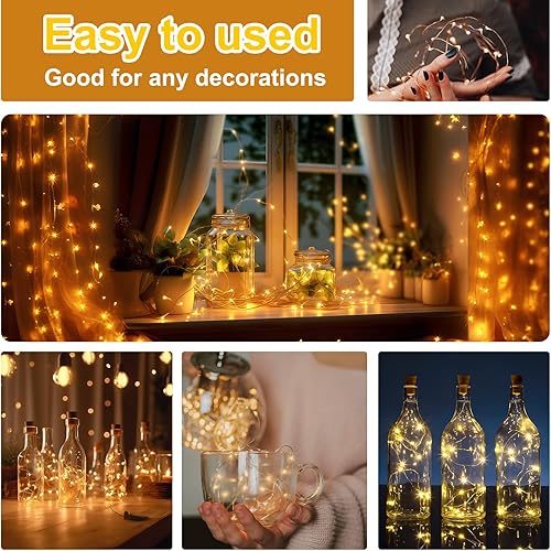 Miniatura 2 de Fibevon Luces de hadas que funcionan con pilas, paquete de 12 mini luces LED de 7.2 pies con 20 luces LED blancas impermeables para bodas, tarros de