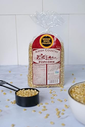Miniatura 24 de Amish Country Popcorn Bolsa de 6 libras Granos de palomitas de maíz blancos medianos Anticuados, sin OMG y sin gluten