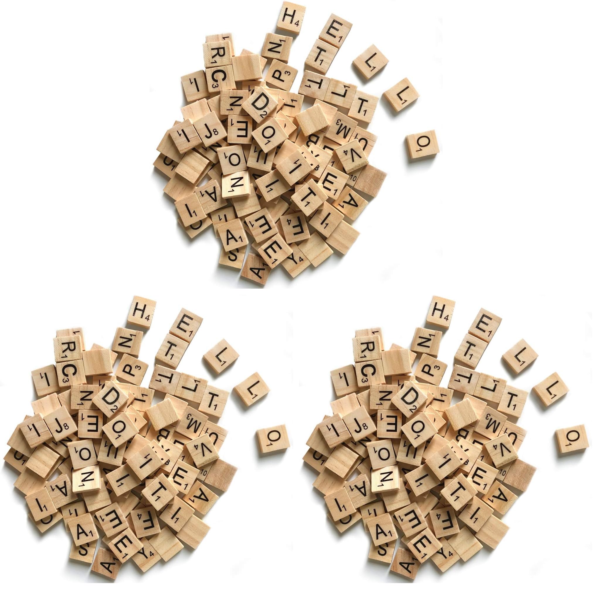 500 Wood Letter Tiles,Scrabble Letters for Crafts - DIY Wood Gift Decoration - Making Alphabet Coasters and Scrabble Crossword Game (Pack of 3)