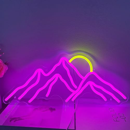 Miniatura 3 de Warmthwish Letrero de neón de montañas, amanecer, atardecer, luces LED personalizadas, decoración de pared del hogar, dormitorio, sala de juegos,