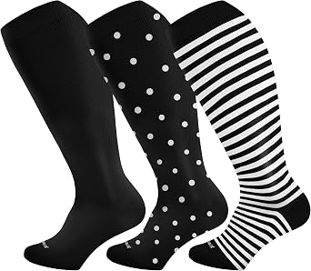 LEVSOX Wide Calf Compression Socks for Women & Men Extra Large Size Support Socks for Nurses Running Pregnant Travel, 15-20 mmHg