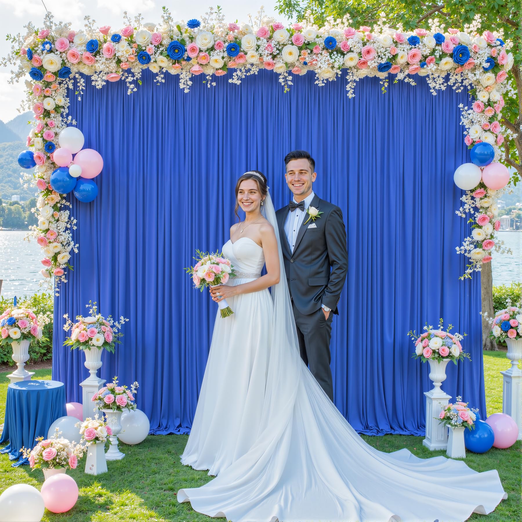 10ft x 7ft Royal Blue Backdrop Curtain for Parties Blue Wrinkle Free Backdrop Drapes Panels for Baby Shower Birthday Party Wedding Photo Photography