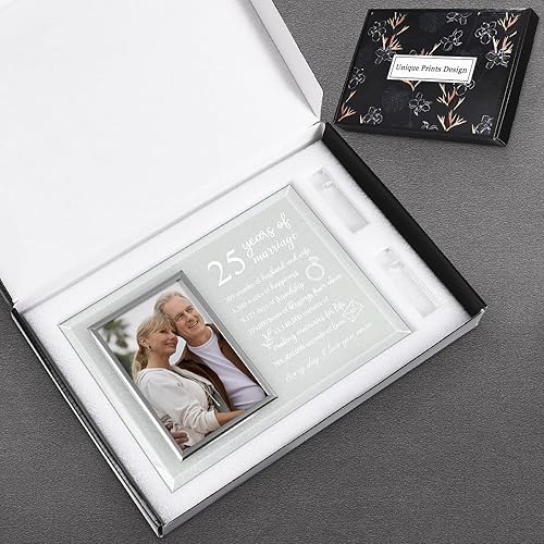 Miniatura 5 de 25 años de aniversario para parejas o padres, marco de fotos de aniversario de boda para esposa o marido, regalos de matrimonio de aniversario