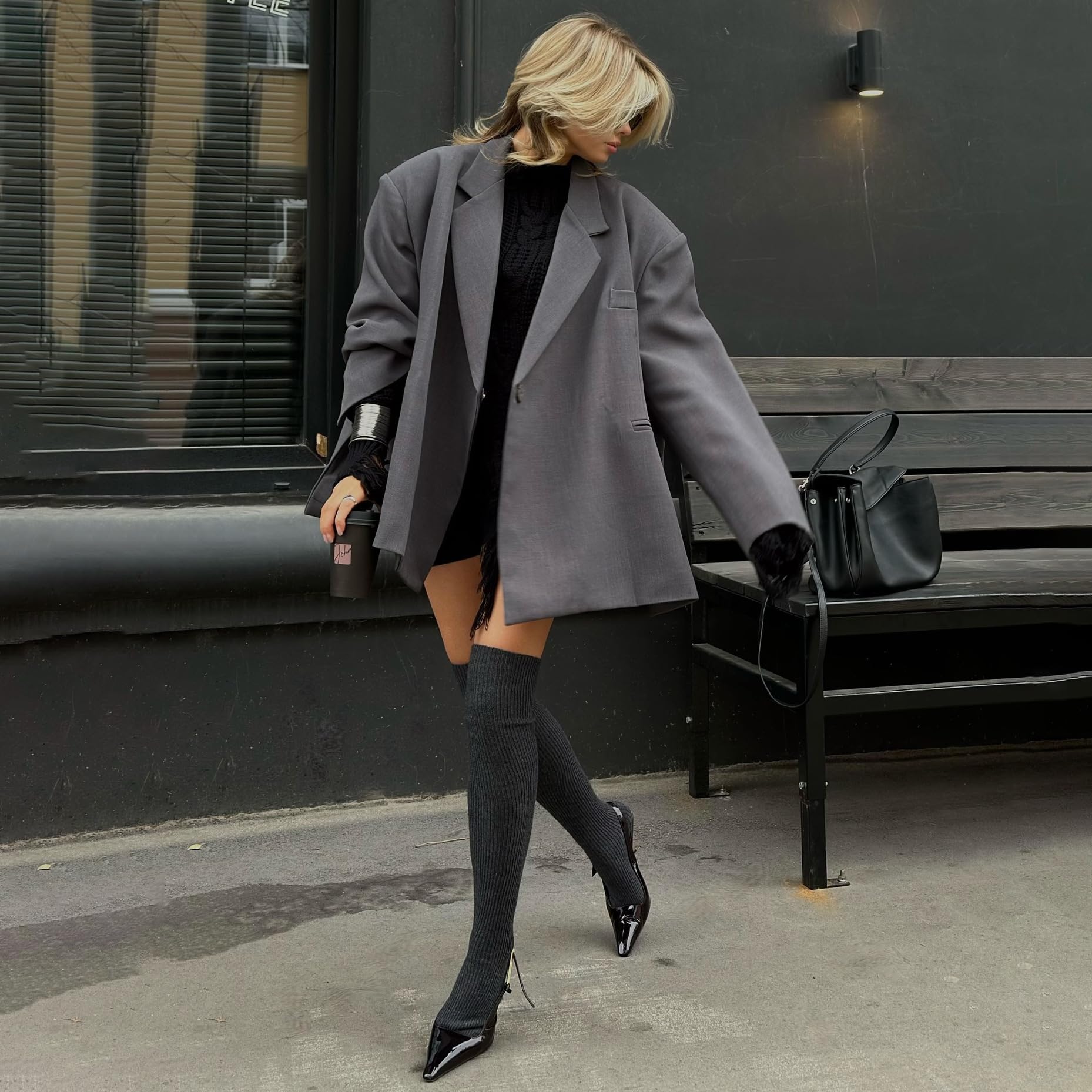 Donna Smoking Giacca Notch Risvolto Vestito Blazer per Homecoming Uniforme
