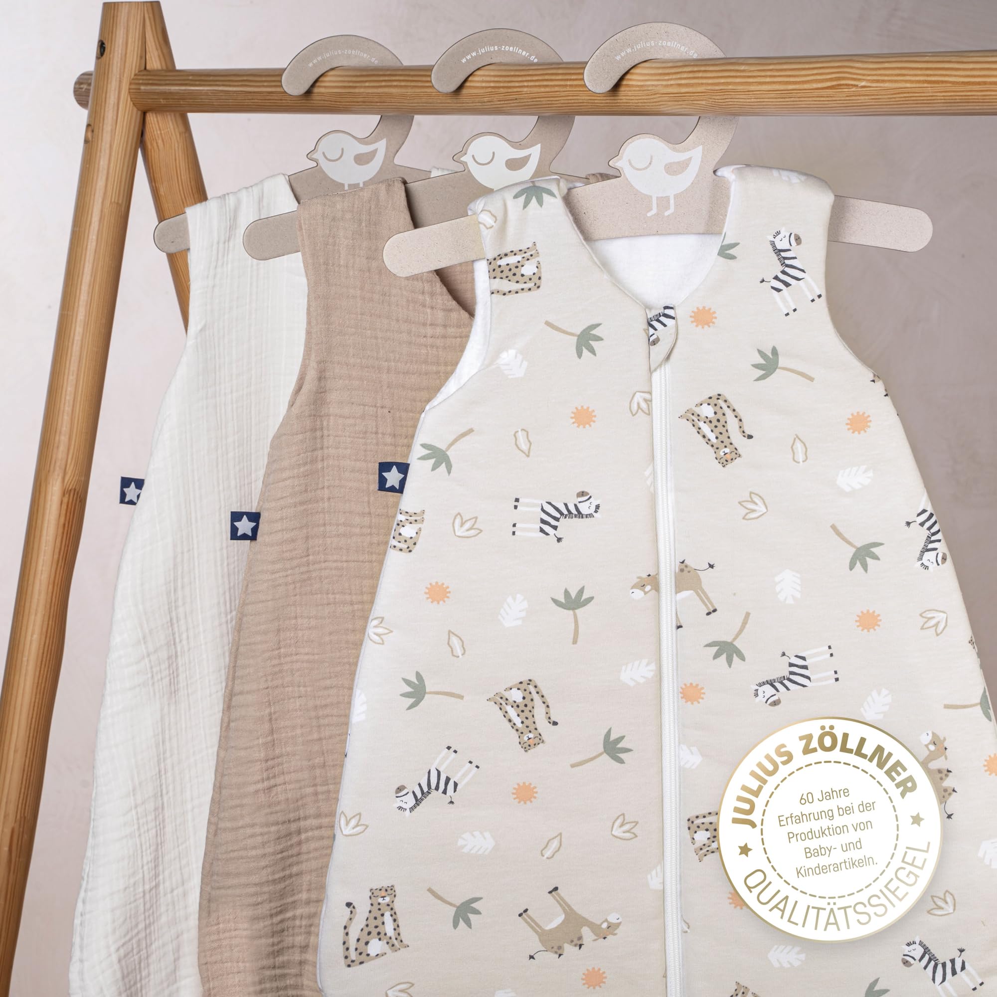 Julius Zöllner Zomerslaapzak jersey, 0,5 TOG, wasbaar op 60 °C, Made in Germany, OEKO TEX Standard 100, savanne beige, mt. 50/56