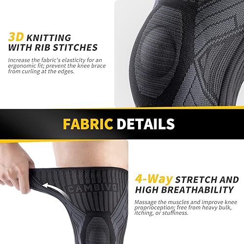 Miniatura 5 de CAMBIVO Paquete de 2 rodilleras con estabilizadores laterales y almohadilla de gel para rótula para mujeres y hombres, soporte de rodilla para