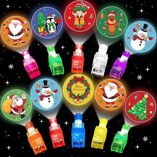 40 recuerdos de fiesta de Navidad para niños, luces de dedo iluminadas, juguetes para bolsas de golosinas, regalos que brillan en la oscuridad,