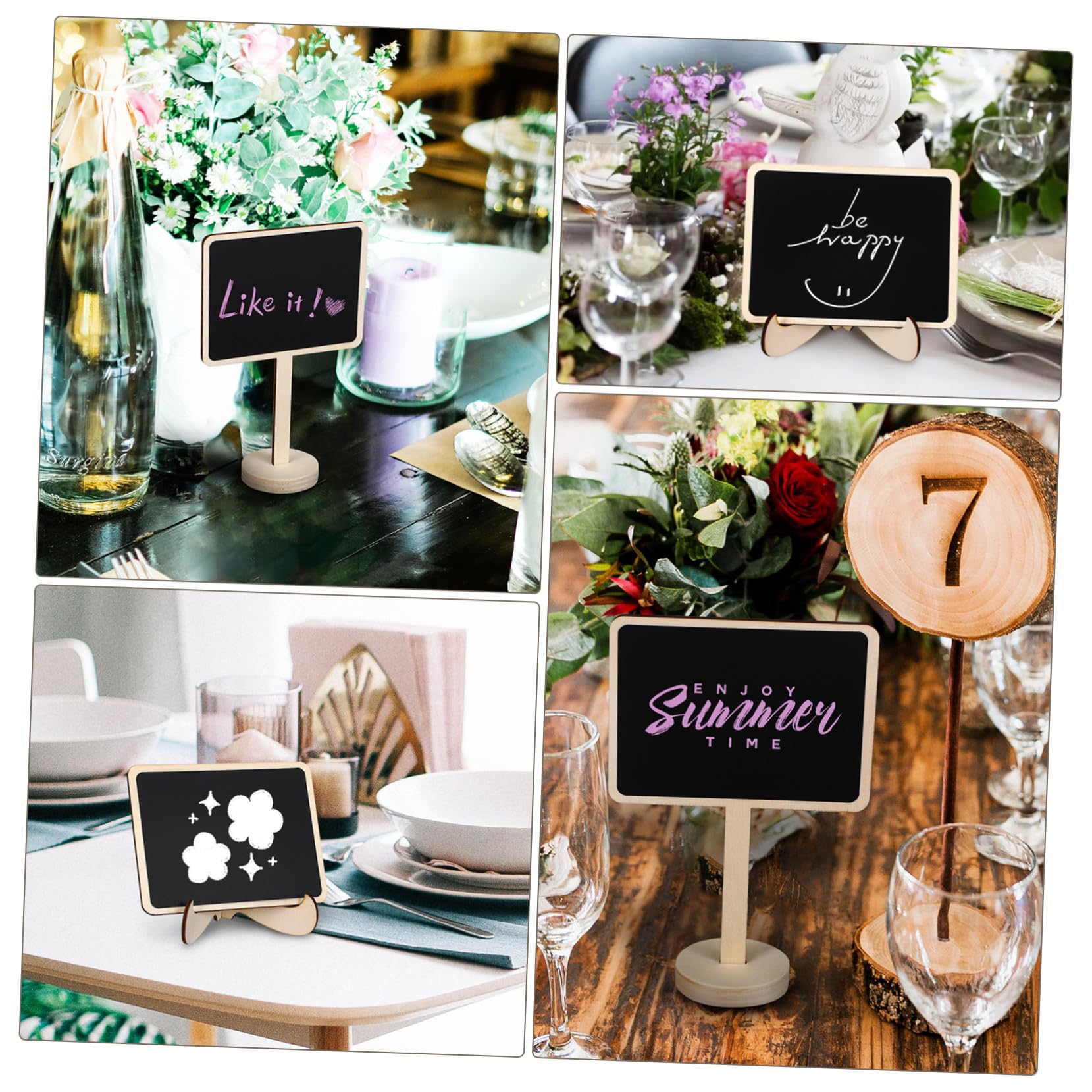Kreidetafel mit Holzrahmen und Ständer Kleine Schiefertafeln für Buffet Food Labels Hochzeit und Party Langlebig Stabil Vielseitig Einsetzbar Beschreibbar und Zufällige Farbe