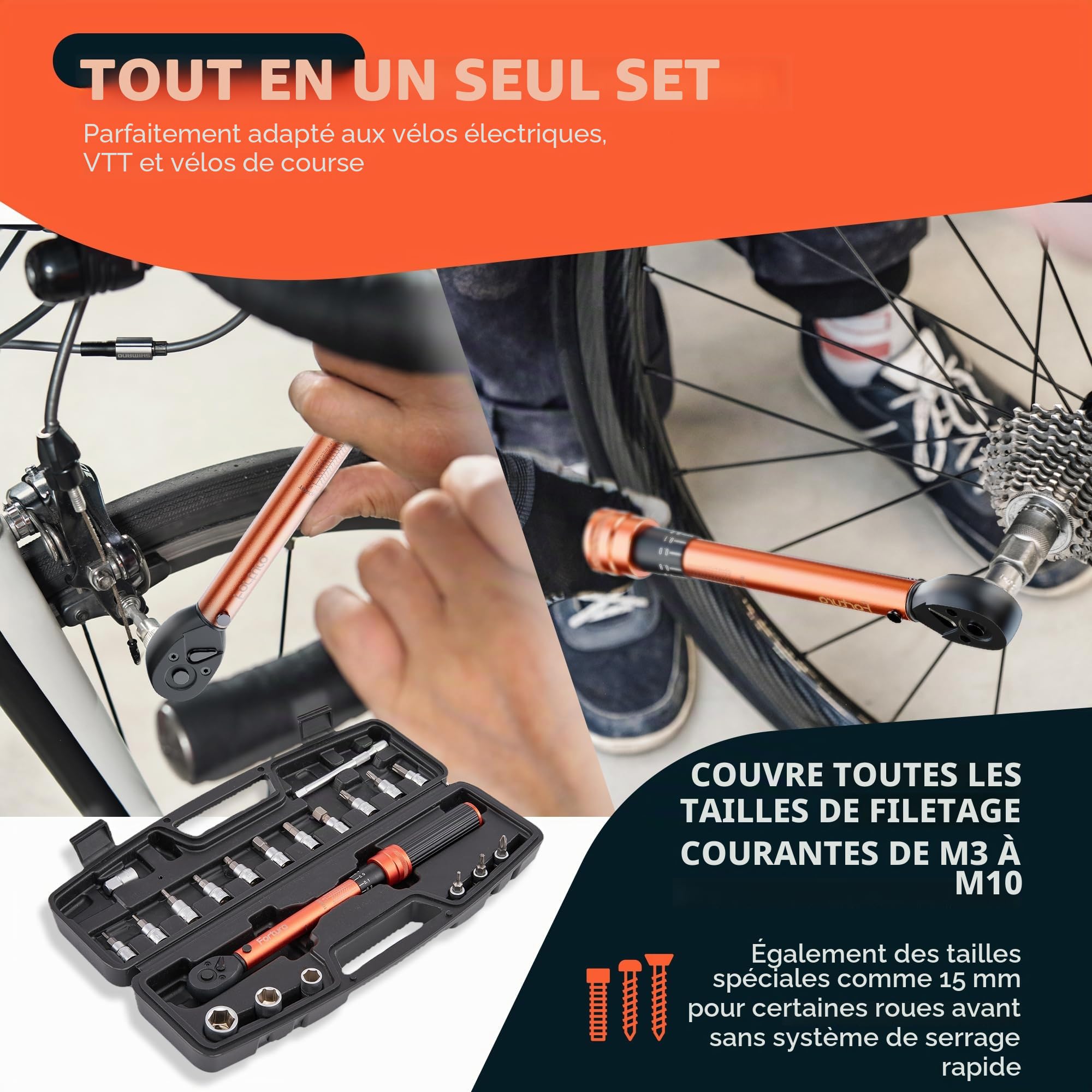 Fortura® Clé Dynamométrique pour Vélo 1-25 Nm 1/4 - Petite Clé Dynamométrique - Jeu de Clés pour Couple Vélo
