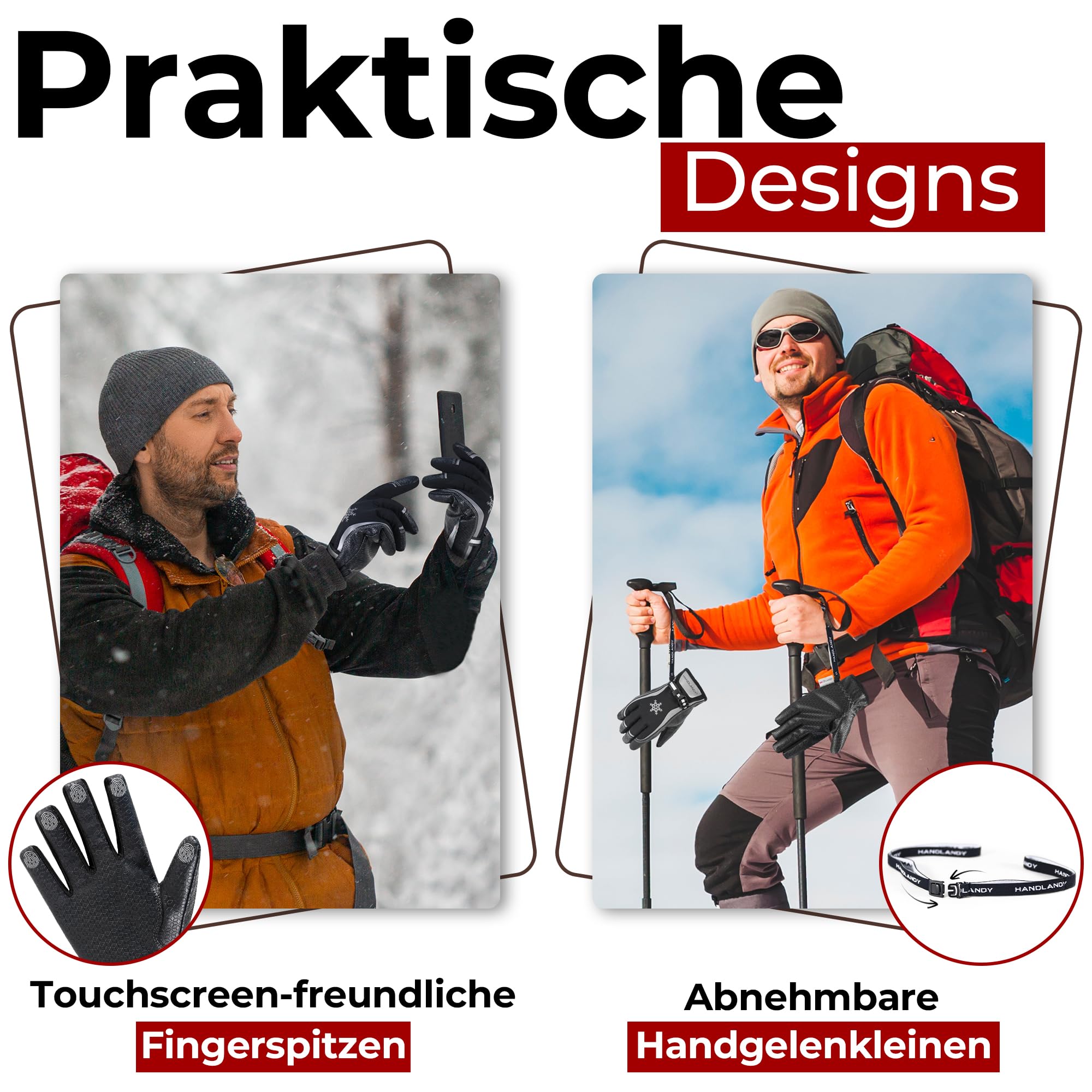 HANDLANDY Gants de ski imperméables pour femme, gants de travail d'hiver chauds pour écran tactile, gants de neige thermiques à isolation Thinsulate 3M