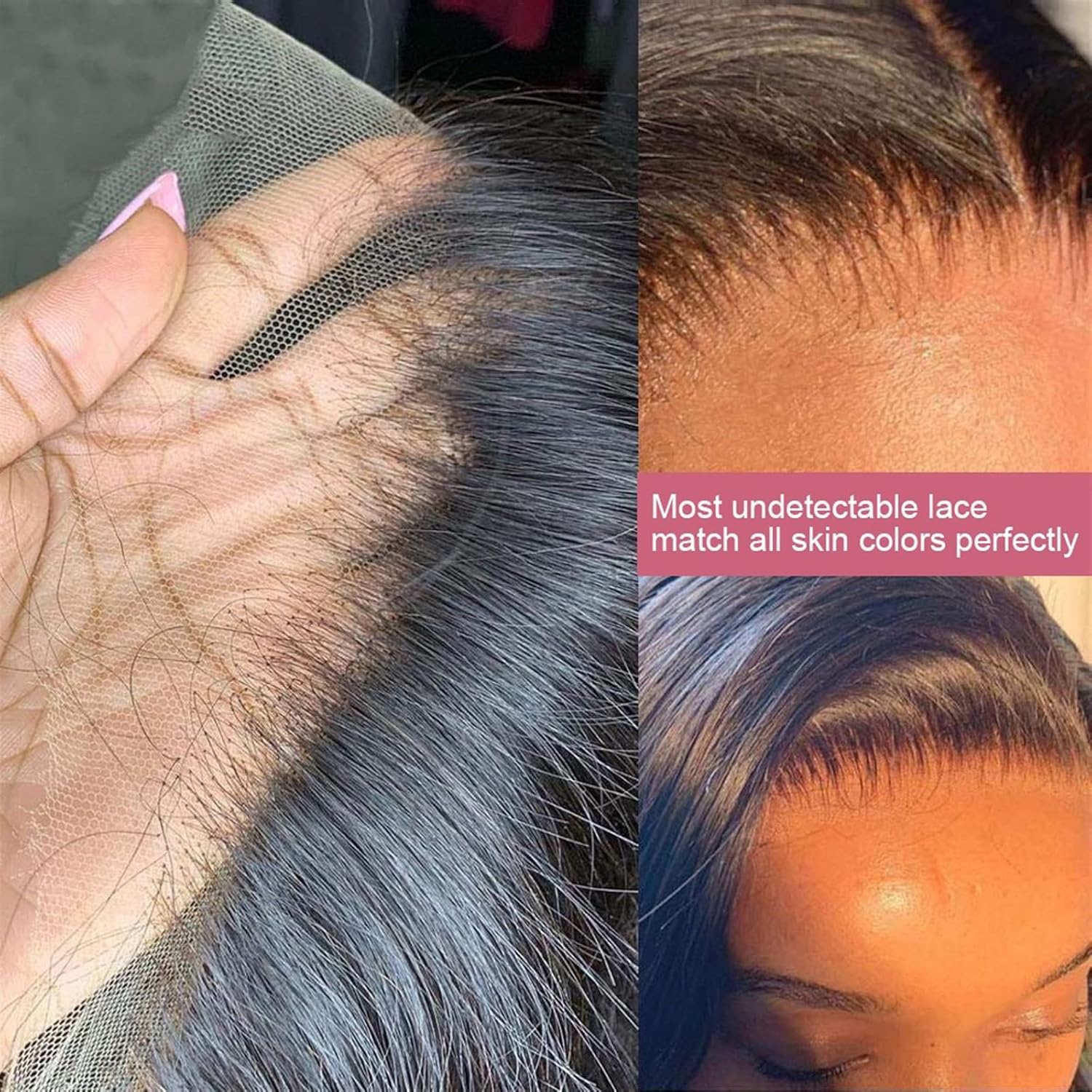 かつら レッドレースフロント人毛ウィッグ女性用13×4透明レース