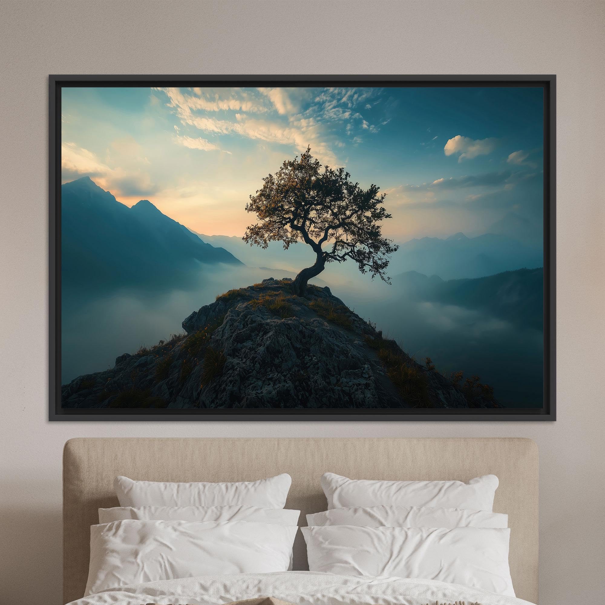 CAOXTART Abstract Tree on Hill Painting on Canvas Wall Art Picture, Modern Landscape Poster and Prints, for Living Room, Home Decor 60x80cm Frameless