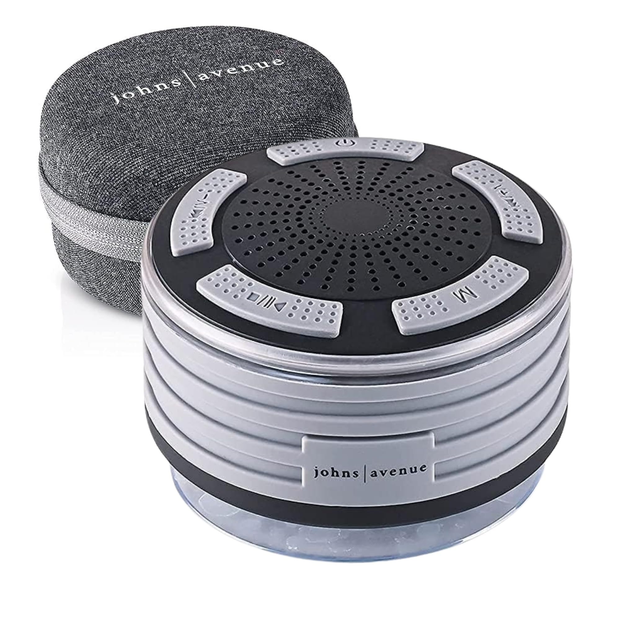Johns Avenue Bluetooth Shower Speaker with Zippered Travel Case Newest Version 5.0 - Certified Waterproof - Wirelessly Pairs Easily to All Your Bluetooth Devices