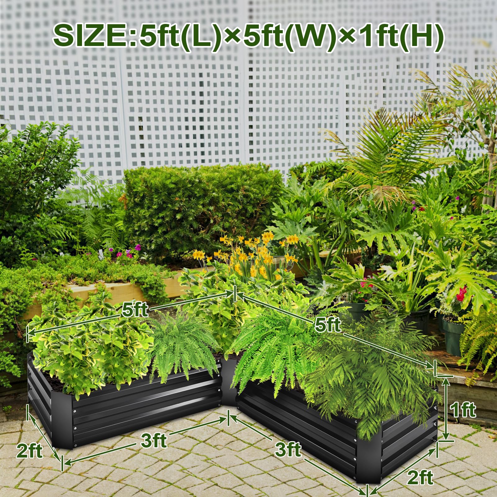 Amazon.com: EDOSTORY Raised Bed Garden Bed Kit, 5x5x1ft Galvanized