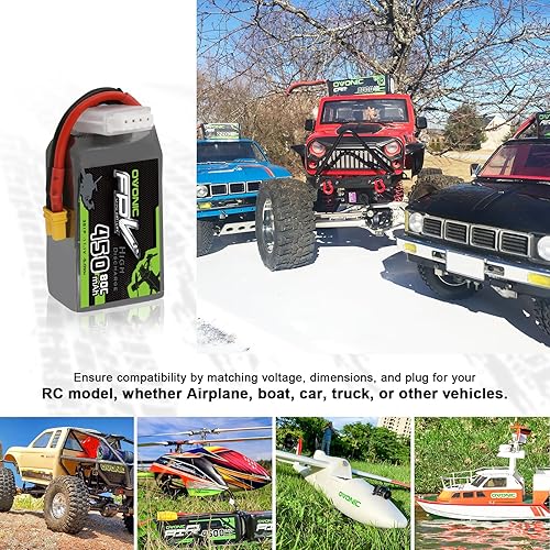 Miniatura 5 de OVONIC Batería Lipo de 11.1V 80C 450mAh 3S con enchufe XT30 [1 paquete que incluye 2 baterías]