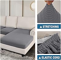 Vista 129 de H.VERSAILTEX 2025 New Sectional Couch Covers 8 Pieces Stretch Sofa Covers for Sectional Sofa Set Separate L Shaped Couch Cover for Both Left/Right