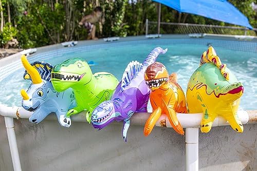 Miniatura 6 de Juego de juguetes inflables de dinosaurio con bomba  Juego de dinosaurios jurásicos con T-Rex, triceratops, espinosaurio, estegosaurio  regalo de