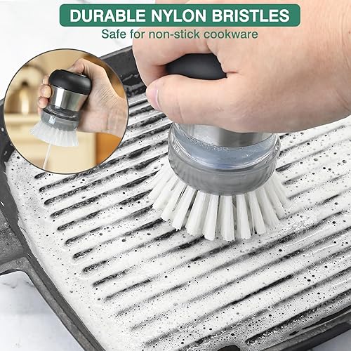 Miniatura 5 de Recambio de cepillo para platos (blanco) y repuesto de cepillo de palma (gris)