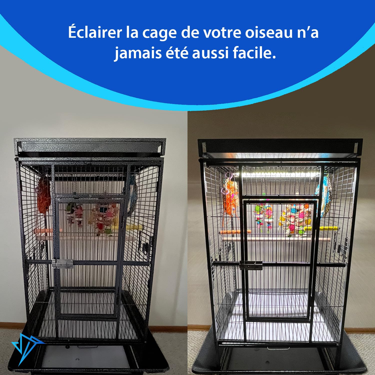 Lampe pour Cage à Oiseaux HappyBird Lighting avec Protection Anti-Morsure – Lampe LED Plein Spectre pour Animaux – Sécurisée pour Les Oiseaux à Crochet – Facile à Installer