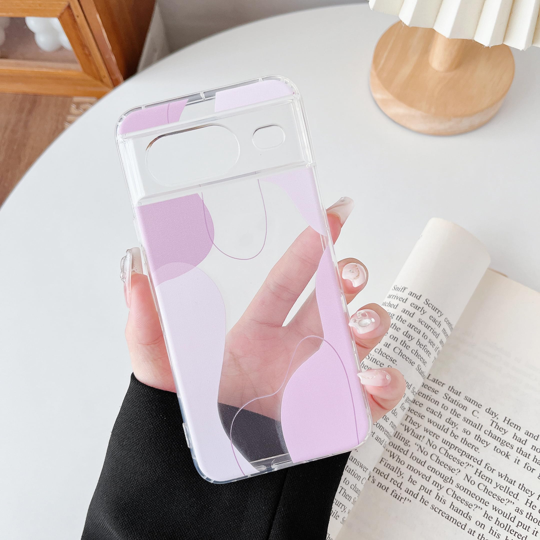 DEFBSC Compatible with Google Pixel 8 Case, Soft Shaped Art Design with Built-in Bumper Protective Phone Case, Cute Slim TPU Cover Designed for Google Pixel 8 Case,Pink