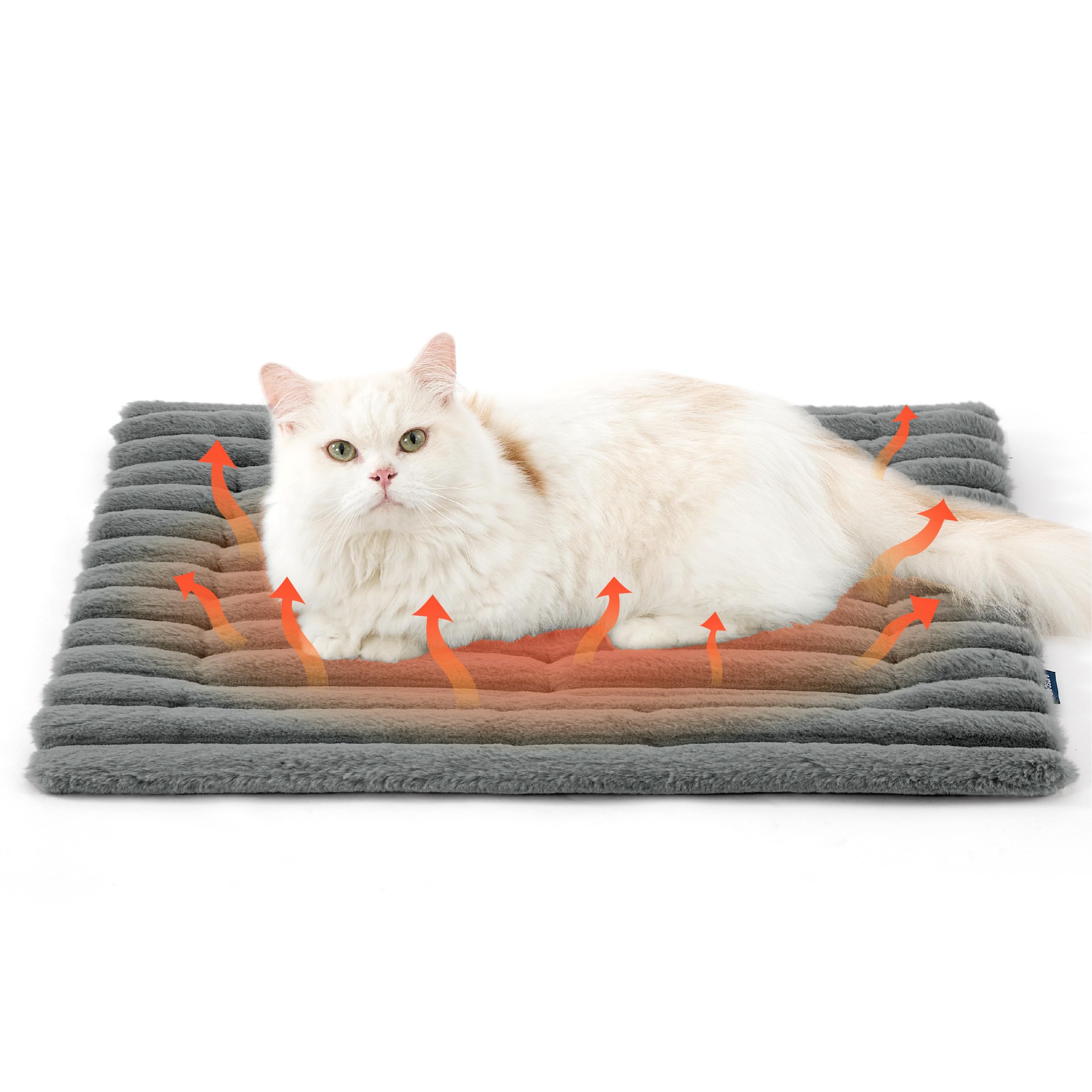 BEDSURE selbstheizende Decke für Katzen & Hunde - 61x46 cm Katzenbett waschbare wärmedecke Katze, selbstwärmende Katzendecke, wärme Hundematte Rutschfester Unterseite kleine Hundekäfigmatratze, Grau