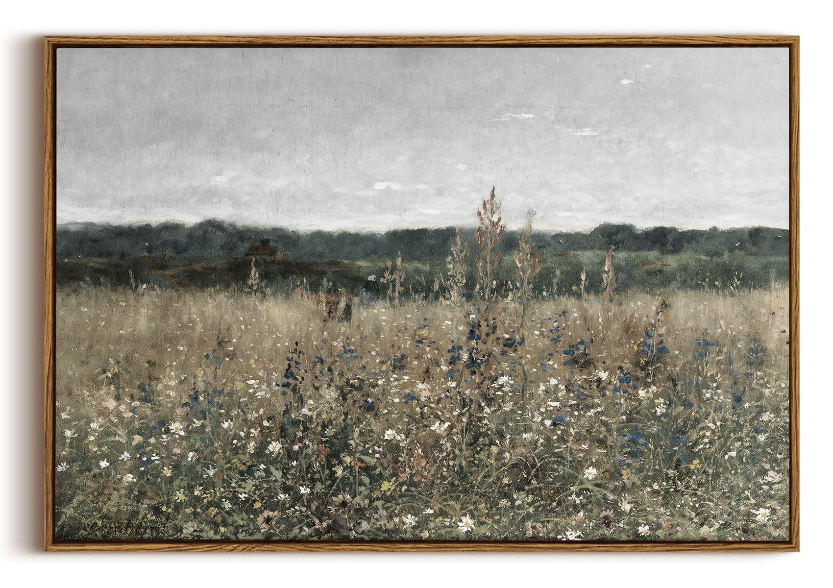 OIQArtOIQ Framed Canvas Wall Art,Vintage Decor,Landscape Nature Country Wildflower Paintings Farmhouse Pictures Modern Artwork Rustic Fall Flower Prints Cottagecore Office Living Room Bedroom Bathroom — view 79