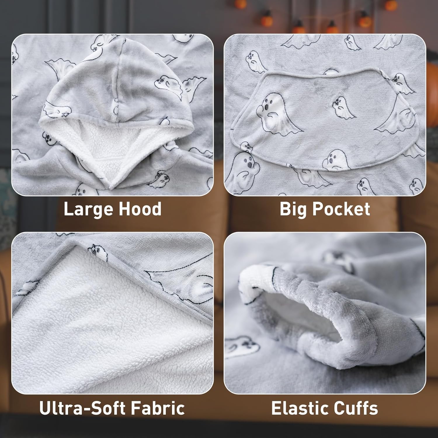 Moinlizy Blanket Hoodie Oversized Wearable Hooded Blanket for Adult Women and Men with Pocket Thick Sherpa Hoodie - Image 6