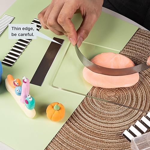 Miniatura 3 de Cortadores flexibles de arcilla polimérica, cuchillas de acero al carbono, hoja de tejido de anillos de grosor, cuchillo de moldeo, cortadores de