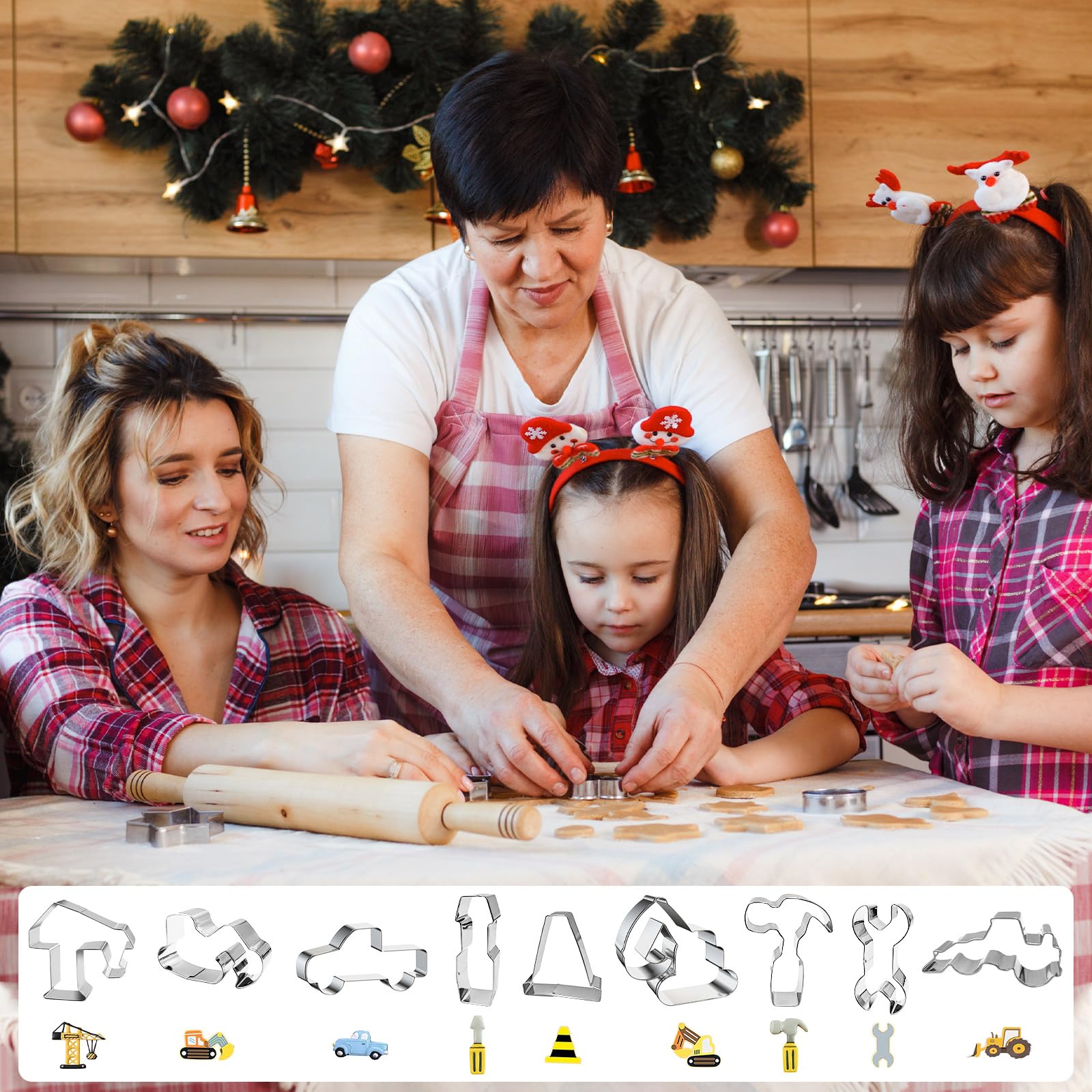 Set Da 9 Stampini Per Biscotti Per Bambini – Formine In Acciaio Inox A Tema Trattore, Escavatore E Martello – Ideali Per Pasta Di Zucchero, Fondente E Biscotti - 4