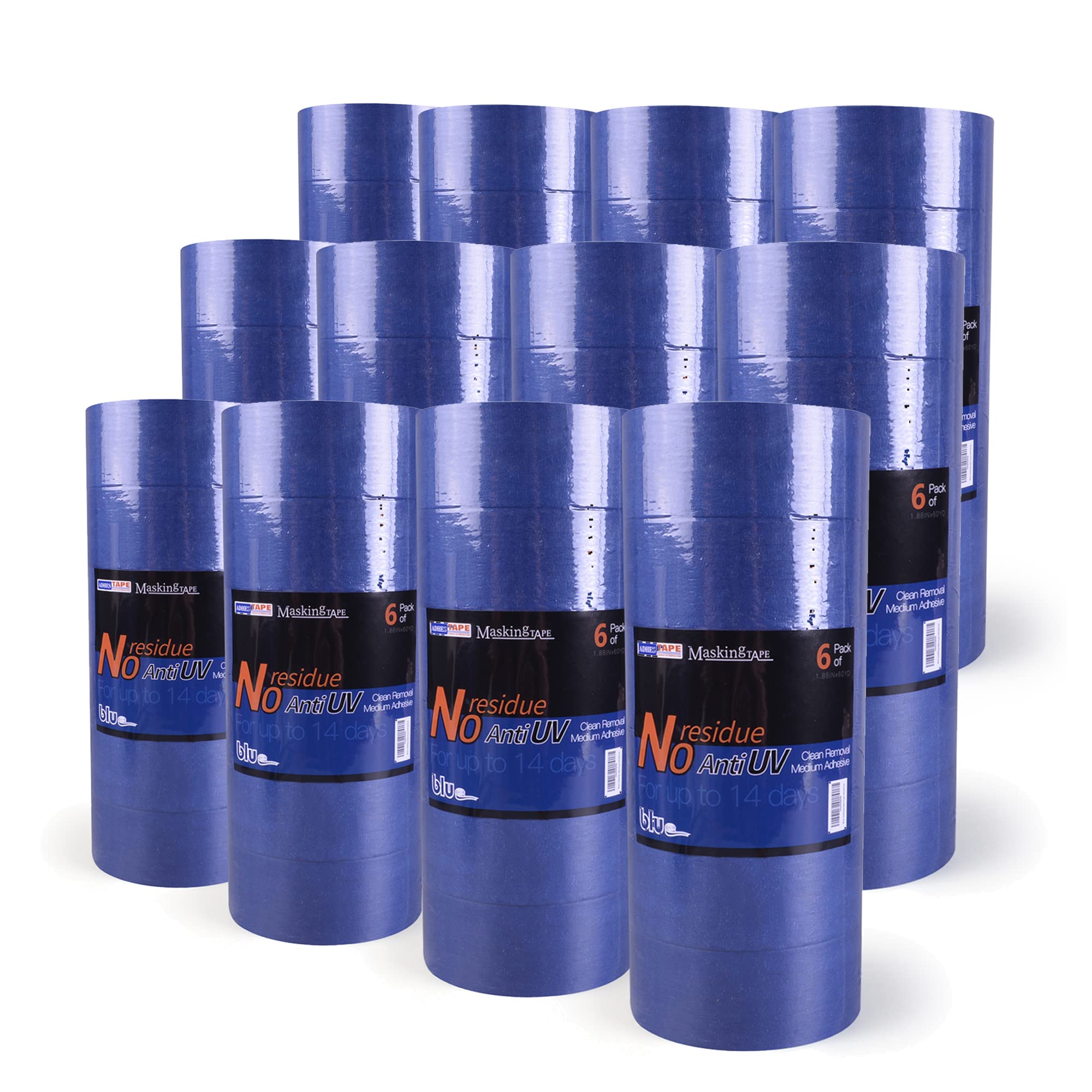 ADHES TAPE PURSUIT OF PERFECTION ADHES Blue Painters Tape,Blue Tape,Masking Tape for Painting,Paint Tape,no Residue Outdoor,UV Anti, 1.88 inch x 60 Yard,72ROLLS โ image 1