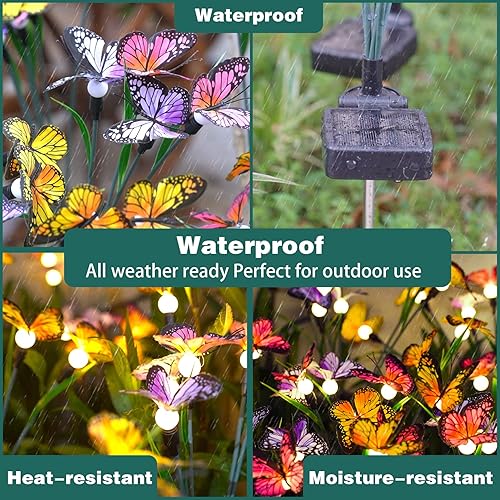 Miniatura 4 de TONULAX Luces solares de jardín, luz de mariposa oscilante, balanceándose con el viento, luces solares para exteriores, decoración de caminos de