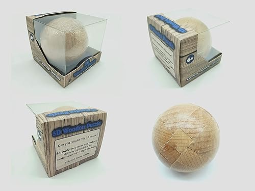 Miniatura 2 de Bola de rompecabezas de madera 3D, juegos cerebrales, rompecabezas de cerebro para adultos y niños a partir de 6 años, rompecabezas mentales para