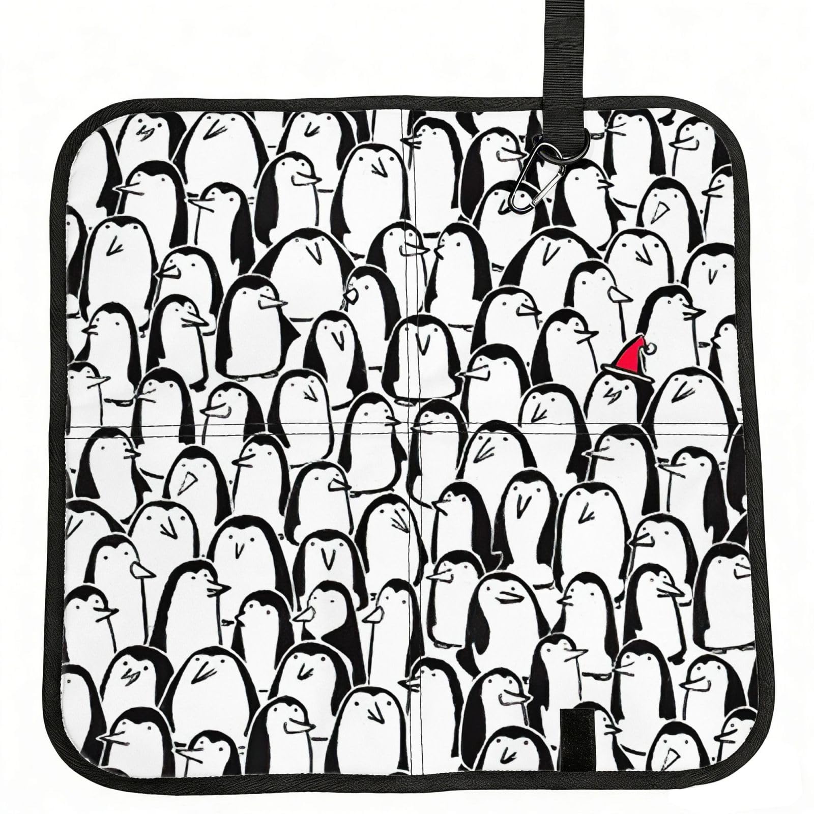 bghdfa Stylish Crowd Of Penguins Print Outdoor Sitting Mat Waterproof Oxford Cloth Seat Cushion Folding Foam Camping Seat For Picnic