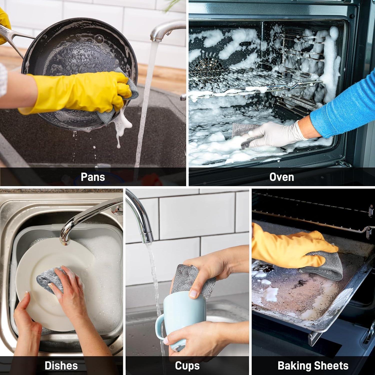 Black Sparrow Scrubbing Pad Wire - Stainless Steel Scrubber Non-Scratch Wire Dishcloth, Multifunctional Dishwashing Sponge, Easy Reusable Cleaning Supplies for Kitchen (3) 4