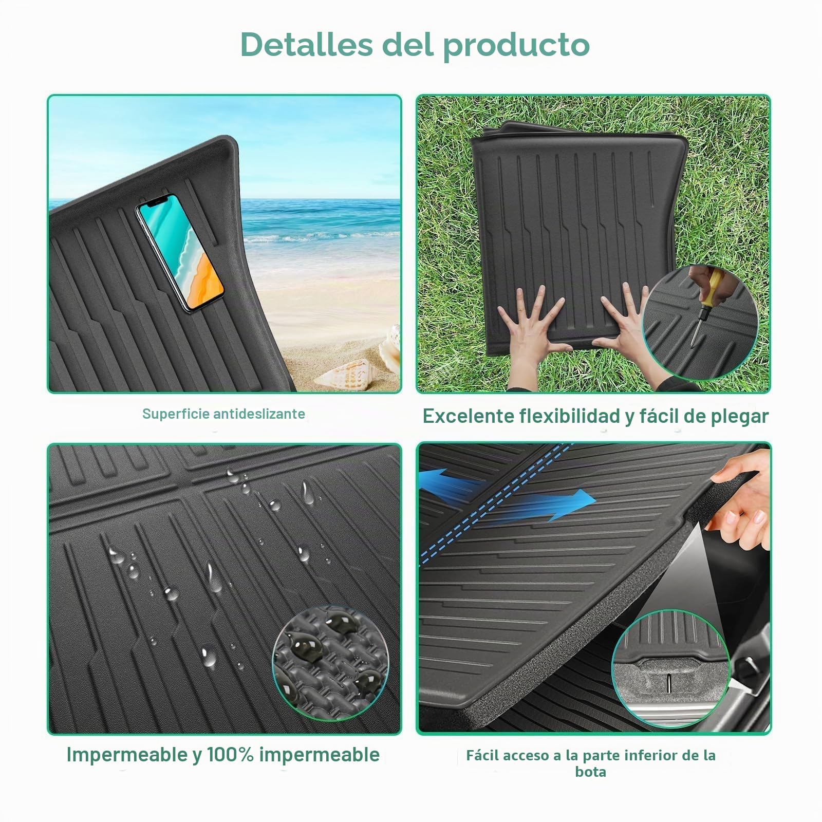[9 PZS] GAFAT Tesla Model Y Standard 2026 2027 Juniper Alfombrillas Goma + Maletero Juego completo, TPE Todo Tipo de Clima para Suelo & Asientos Traseros & Maletero, Borde Alto 3D OEM, Protección 360°