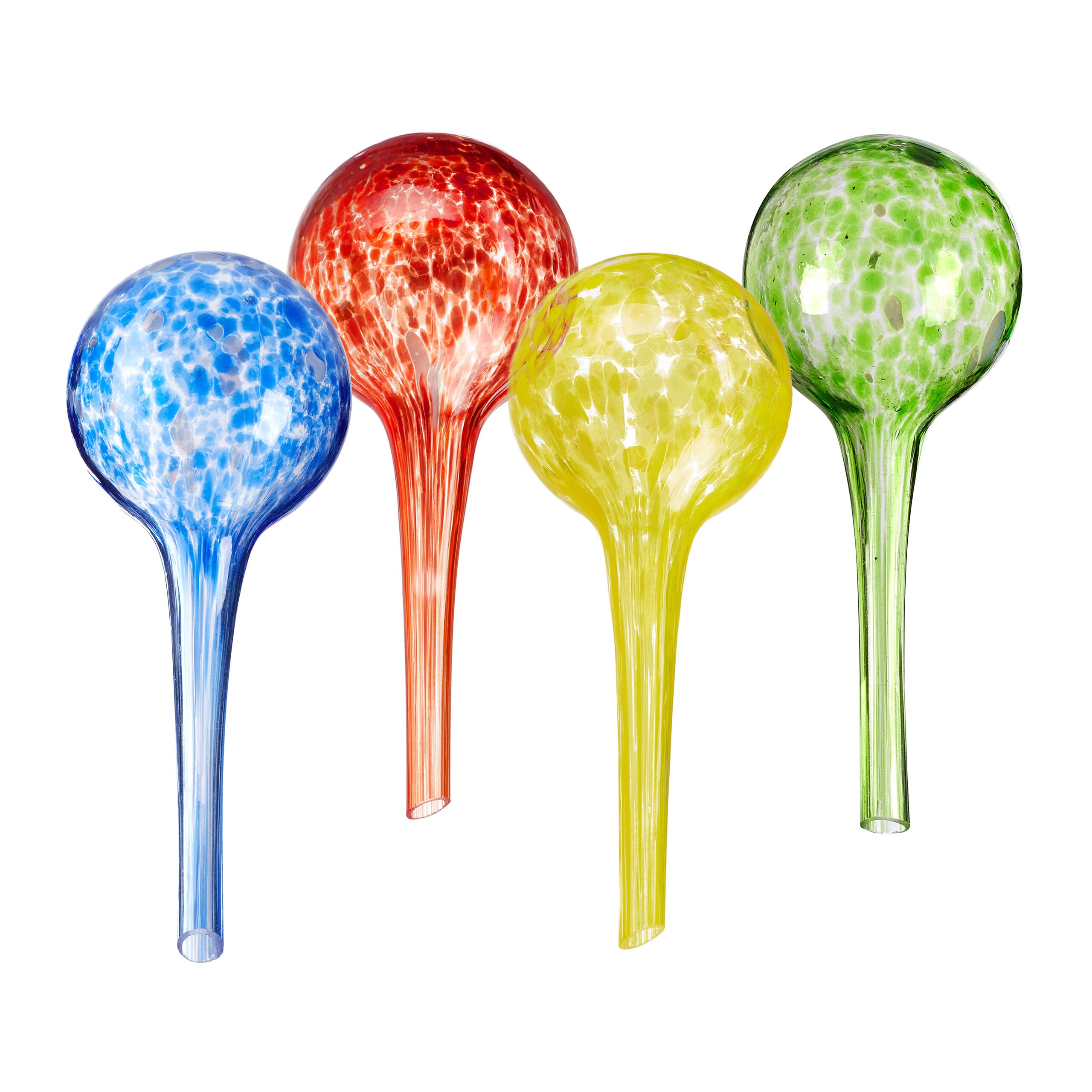 Relaxdays Bulle d’arrosage pour Vos Plantes, en lot Pratique de 4, en Verre, H x D : 15 x 6 cm, Multicolore